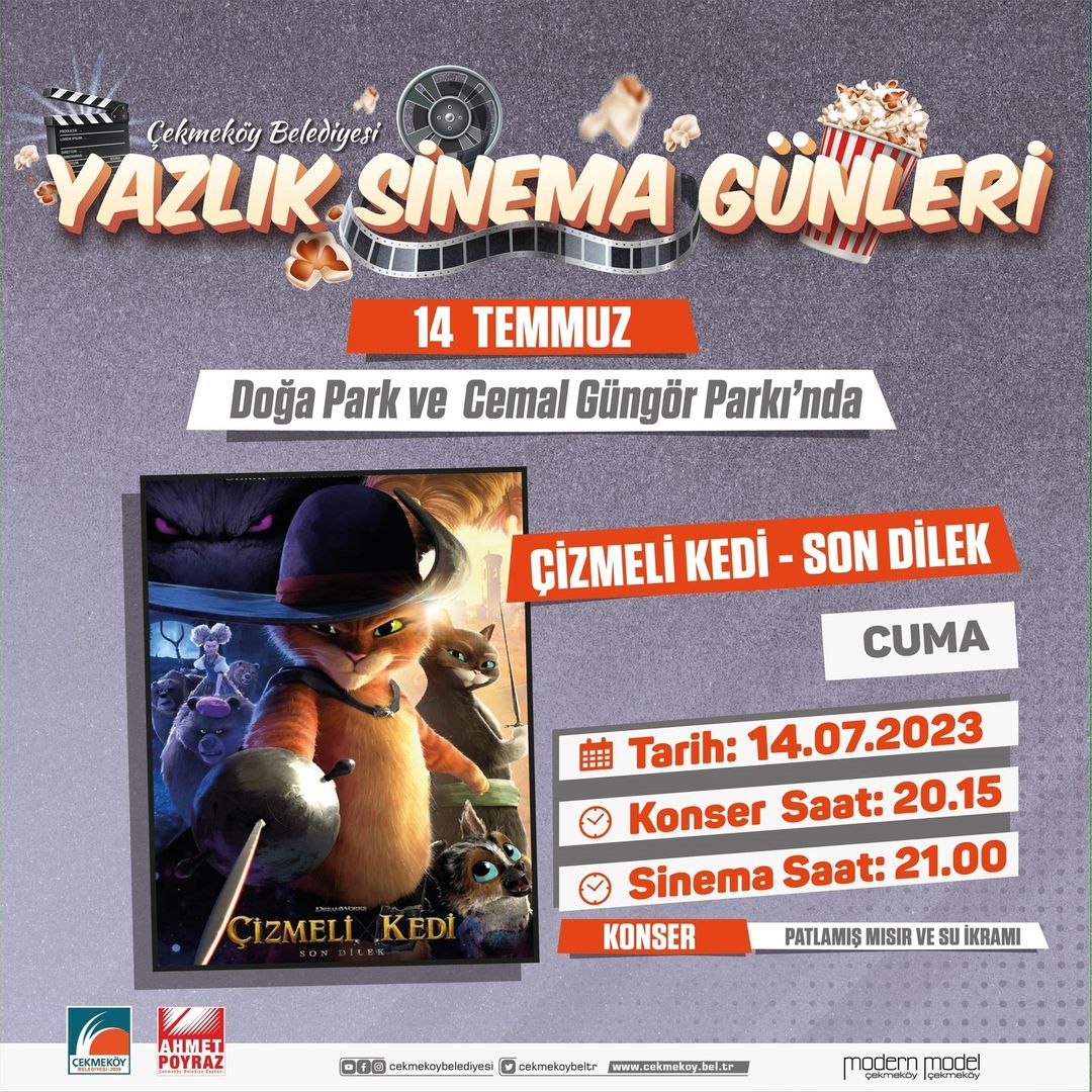 Çekmeköy Belediyesi - Yazlık Sinema Gösterisi, Çizmeli Kedi