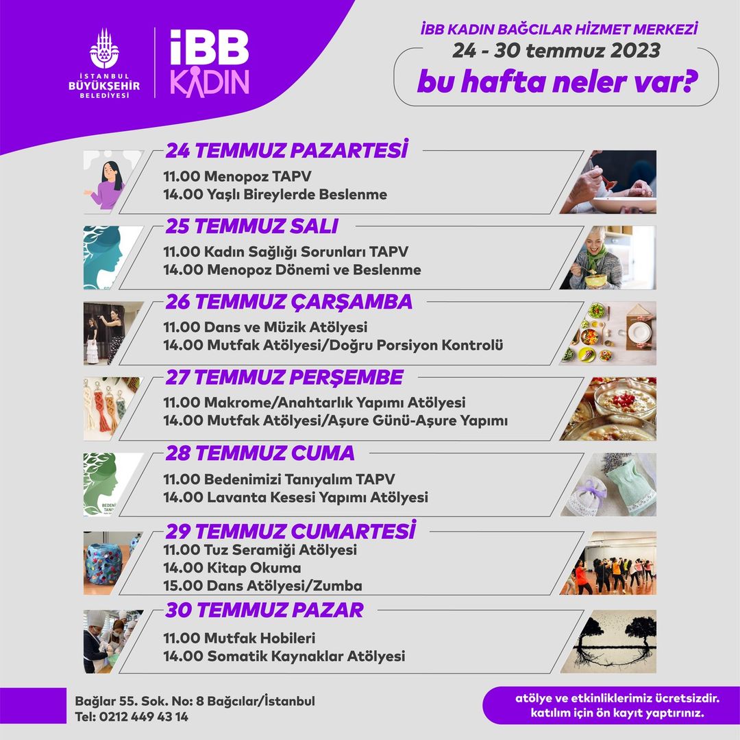 İBB Kadın - 24-30 Temmuz Etkinlikleri