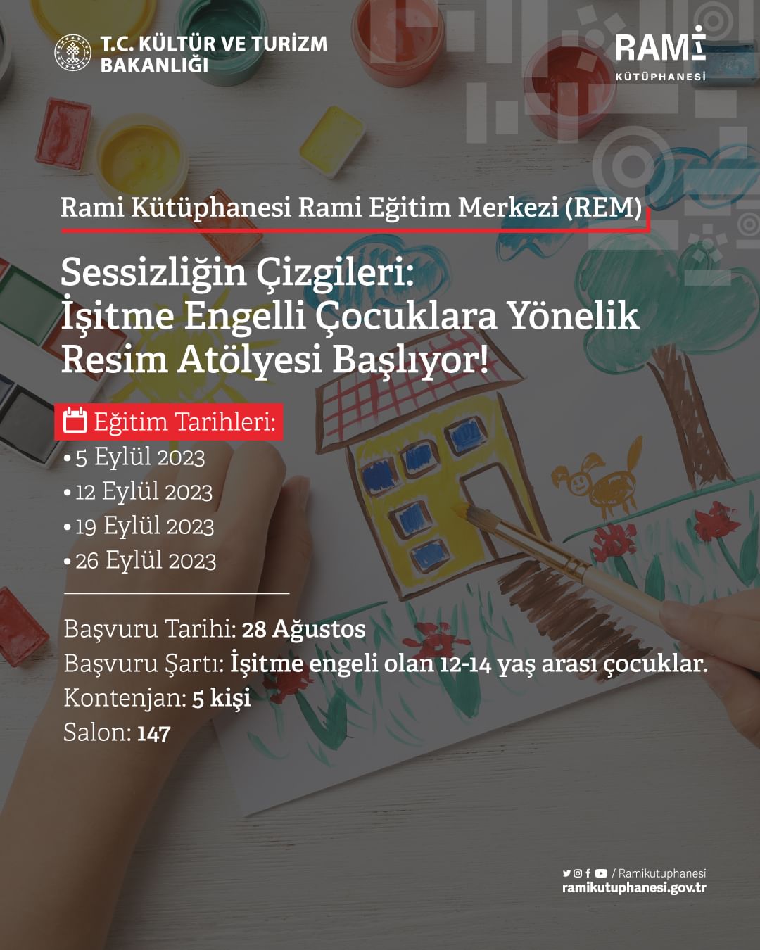  Rami Kütüphanesi - Sessizliğin Çizgileri: İşitme Engelli Çocuklara Yönelik Resim Atölyesi Başlıyor!