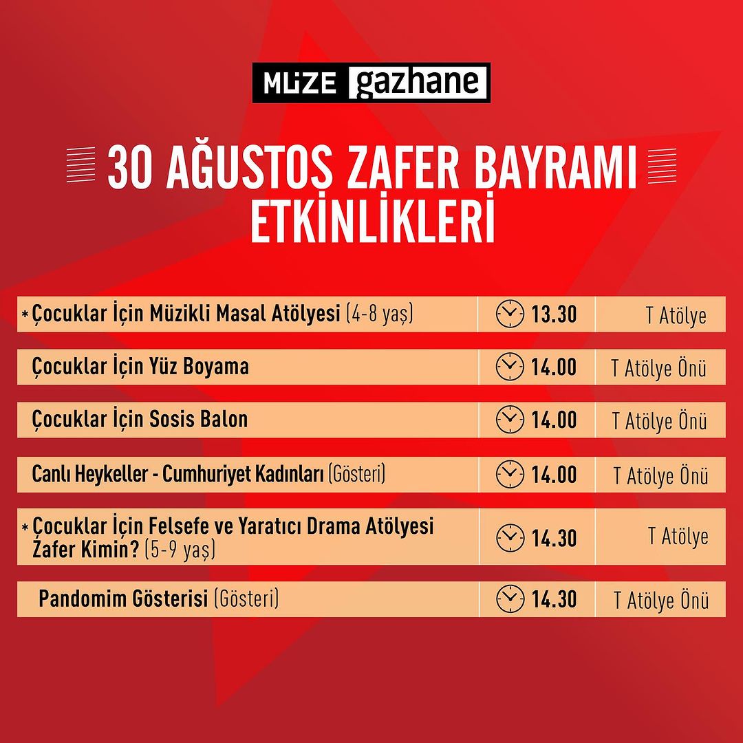 İbb Kültür Aş  - 30 Ağustos Zafer Bayramı Etkinlikleri!