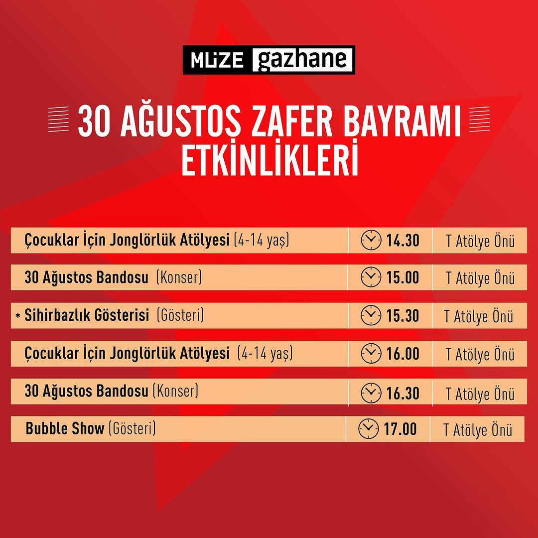 İbb Kültür Aş  - 30 Ağustos Zafer Bayramı Etkinlikleri!