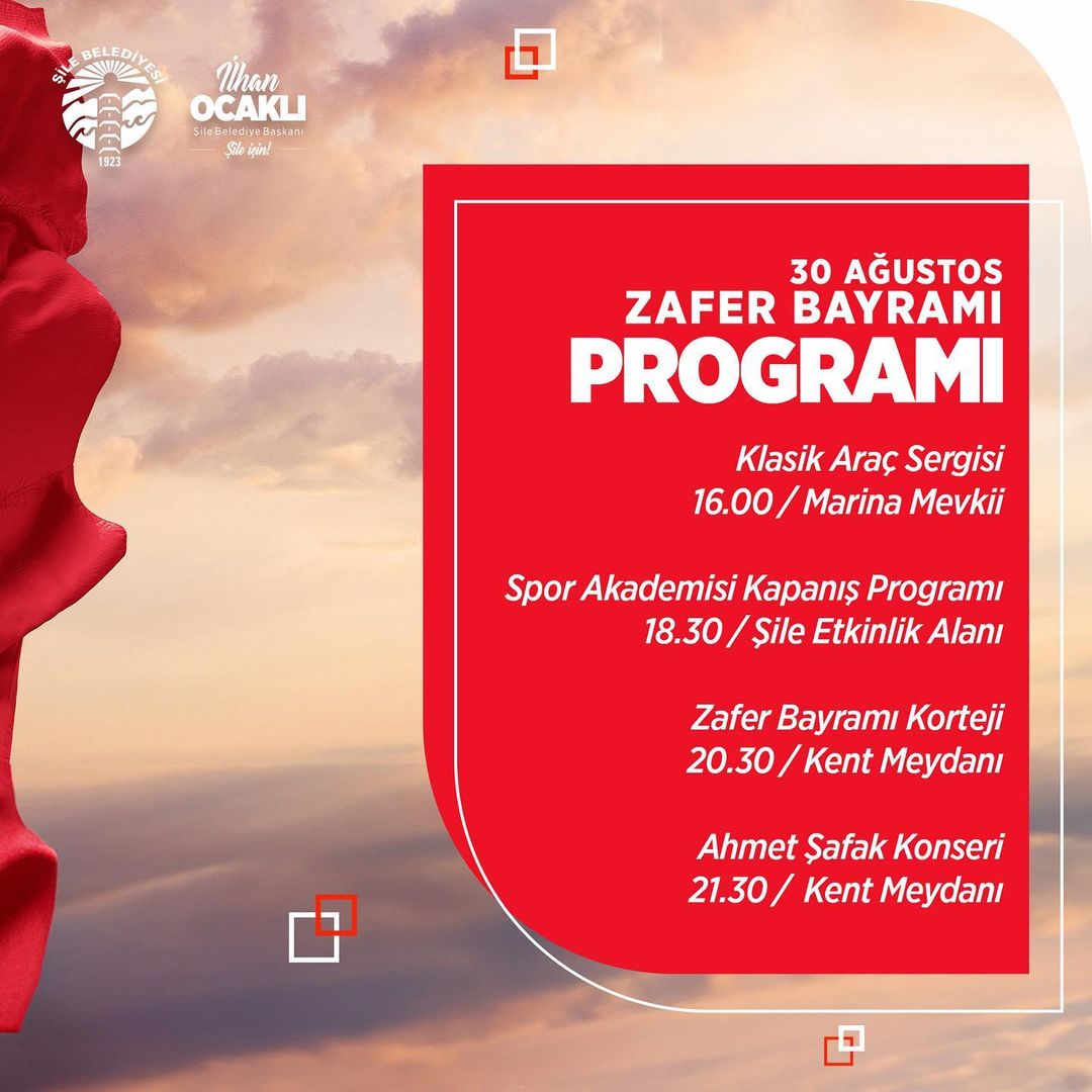 Şile - 30 Ağustos Zafer Bayramı Programı