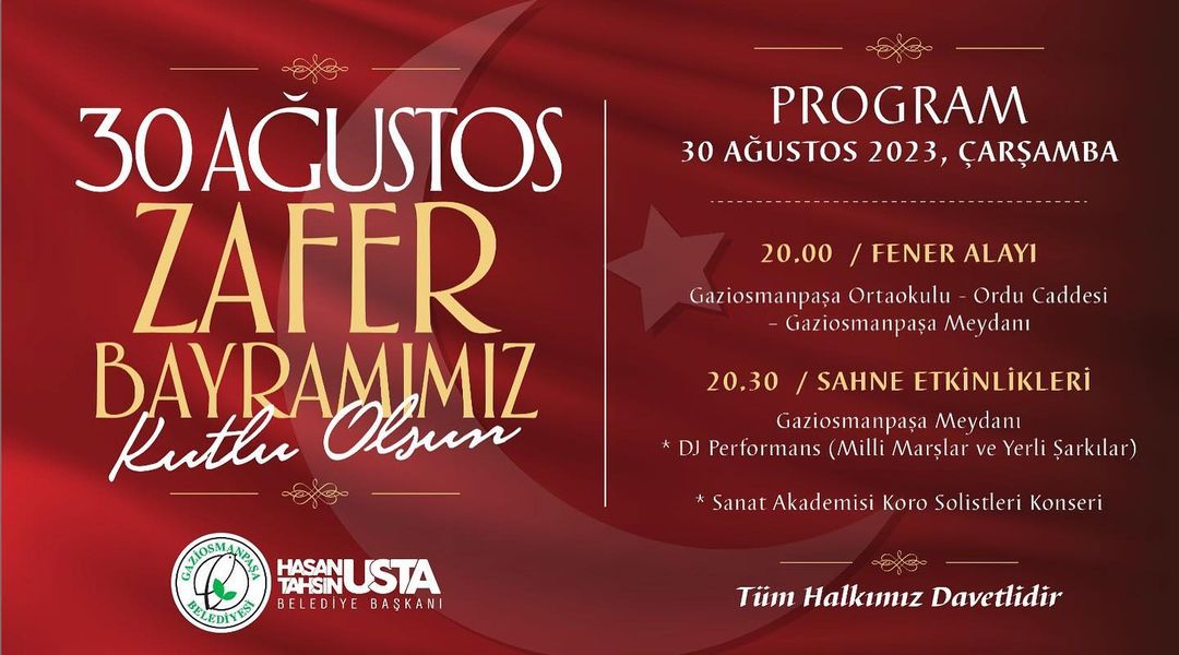 Gaziosmanpaşa Belediyesi - 30 Ağustos Zafer Bayramı Programı