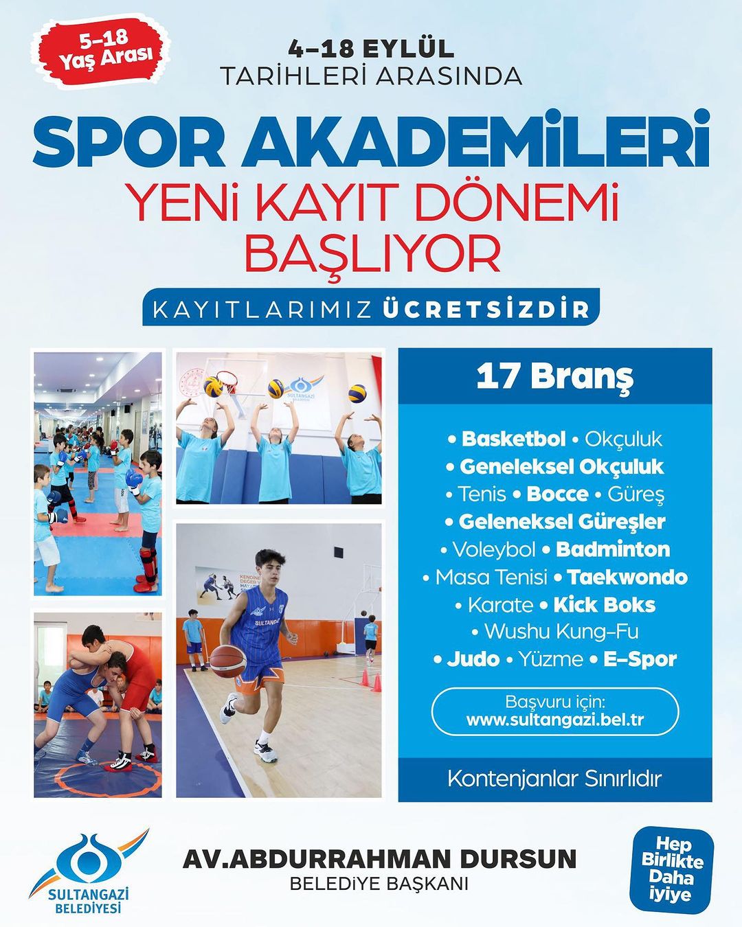 Sultangazi Belediyesi - Spor Akademileri Yeni Kayıt Dönemi Başlıyor!