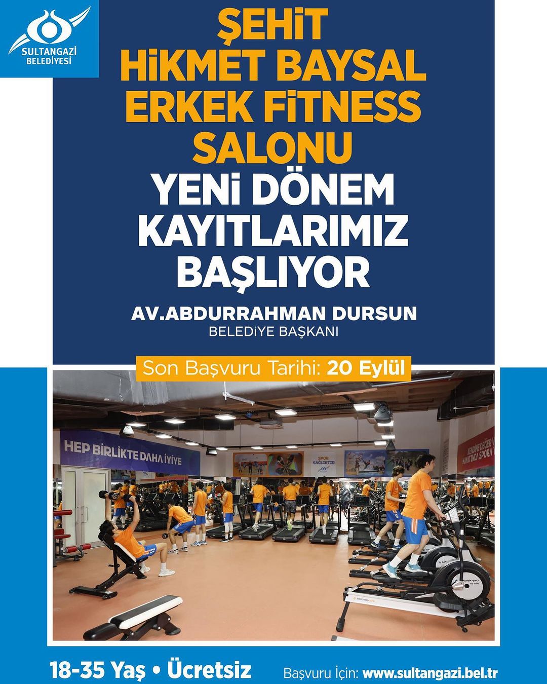 Sultangazi Belediyesi - Erkek Fitness Salonu Yeni Dönem Kayıtları Başlıyor!