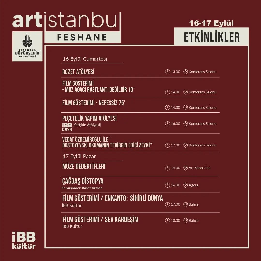 Art İstanbul Feshane - 16-17 Eylül Programı