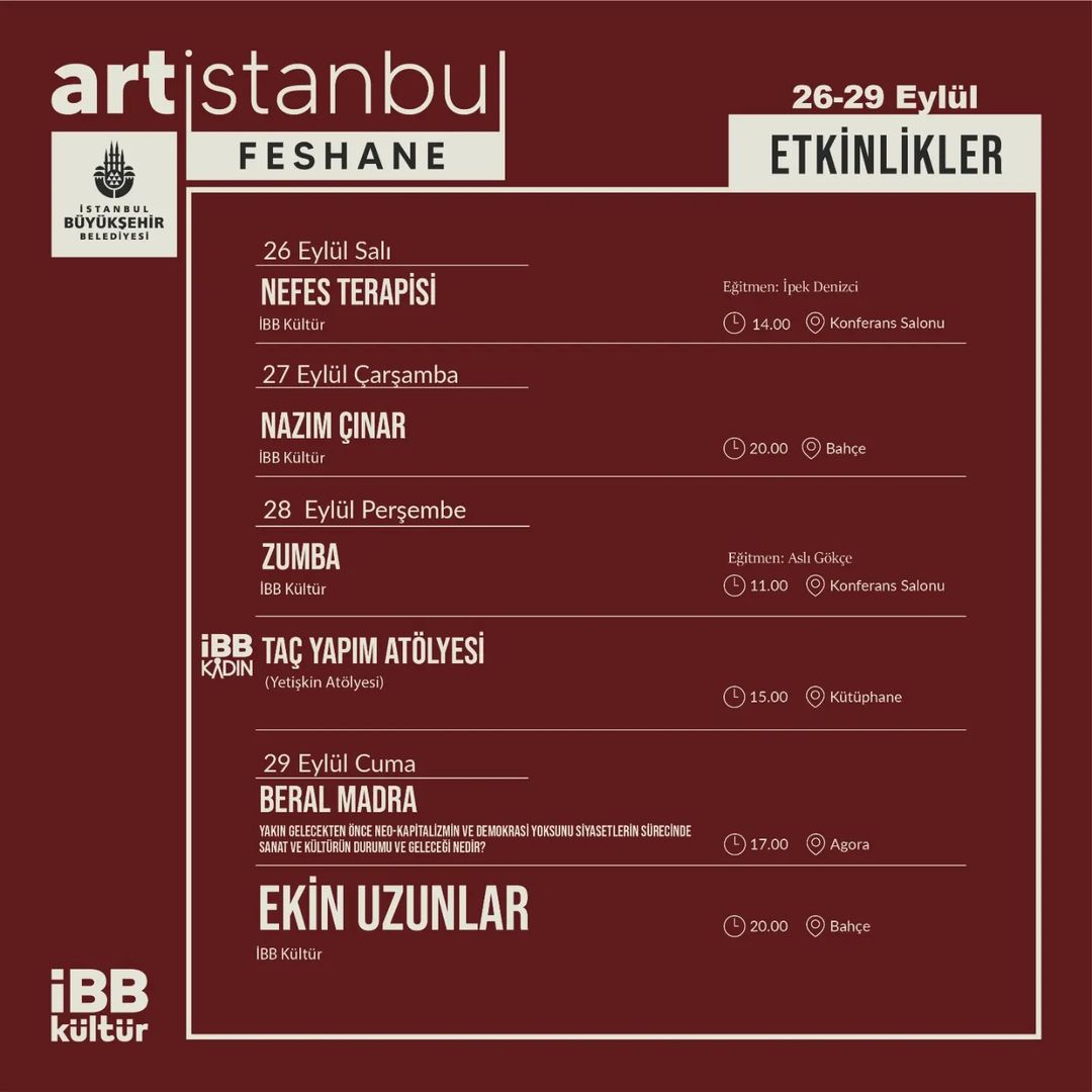 Art İstanbul Feshane - 26-29 Eylül Programı