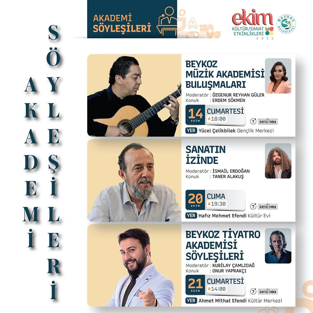 Beykoz Belediyesi - Akademi Söyleşi Tarihleri