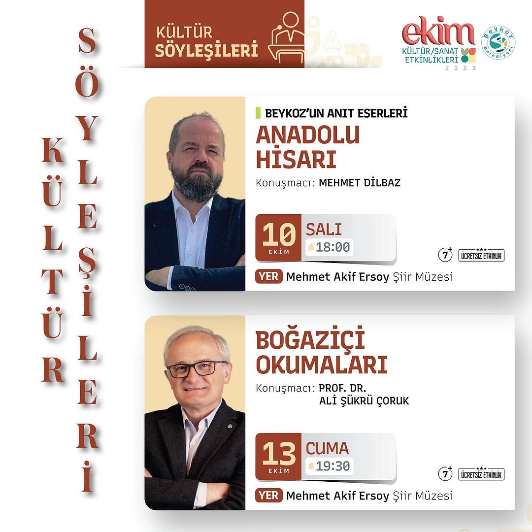 Beykoz Belediyesi - Kültür Söyleşi Tarihleri