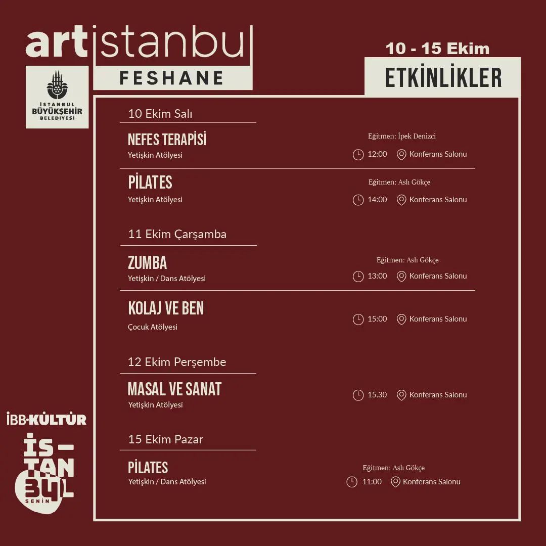 Art İstanbul Feshane - 10-15 Ekim Programı