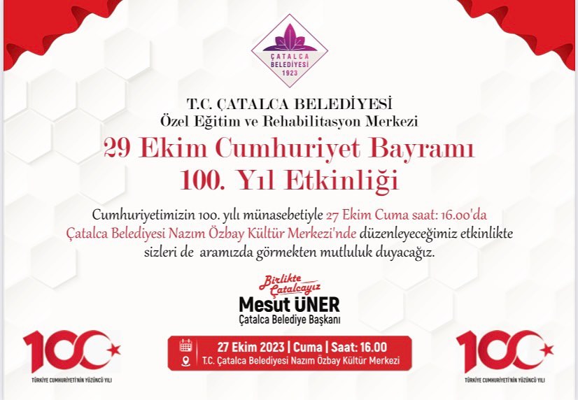 Çatalca Belediyesi - Cumhuriyetimizin 100. Yılı Etkinlikleri