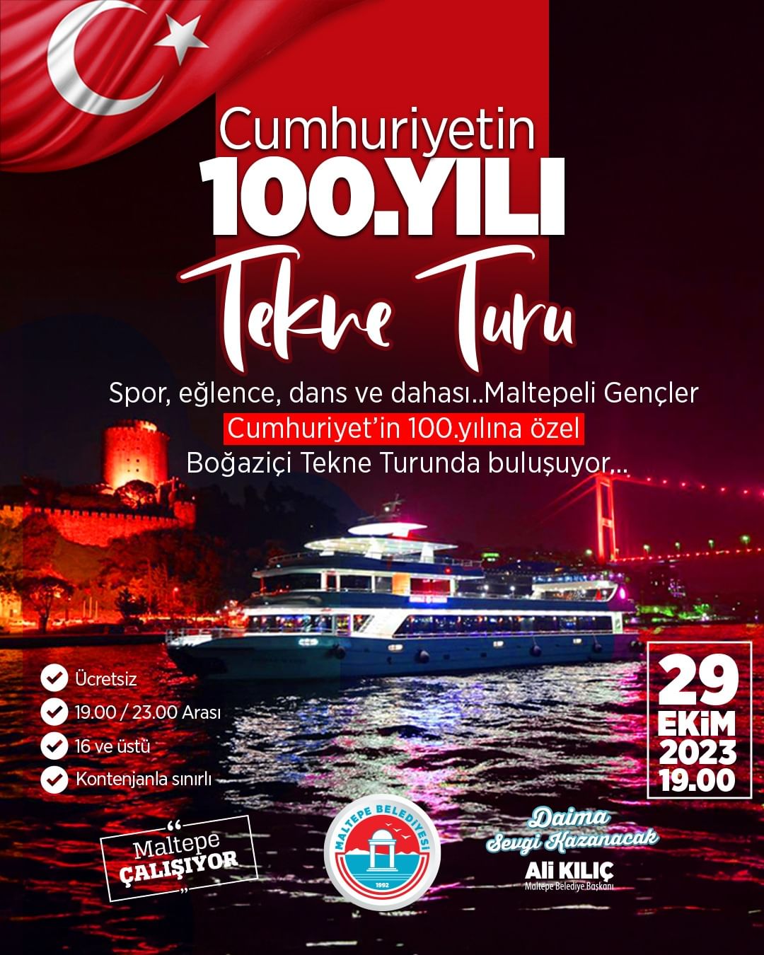 Maltepe Belediyesi - Cumhuriyetin 100. Yıl Tekne Turu