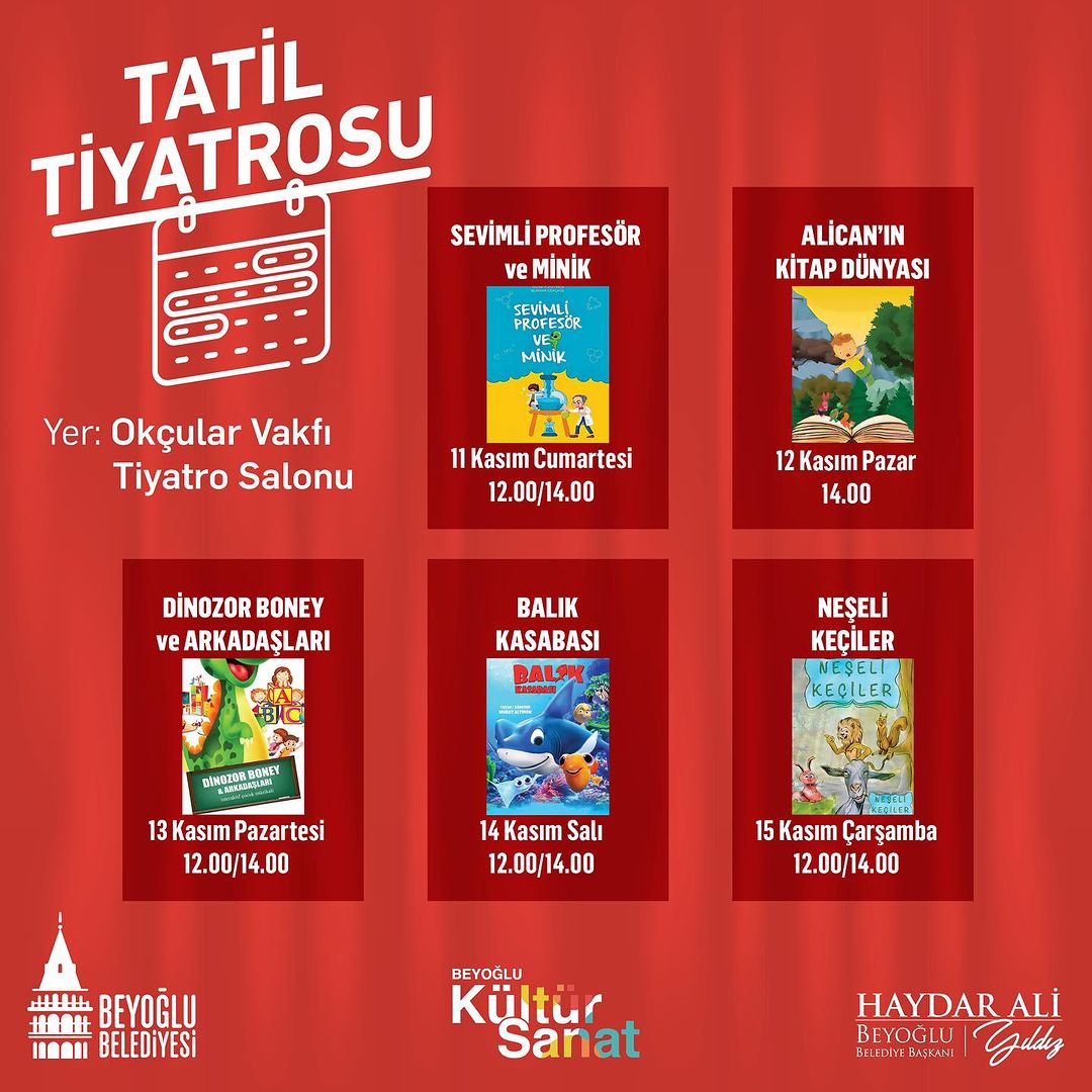Beyoğlu Belediyesi - 11-19 Kasım Tatil Tiyatrosu Programı
