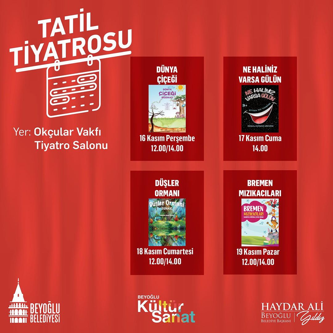 Beyoğlu Belediyesi - 16-19 Kasım Tatil Tiyatrosu Programı
