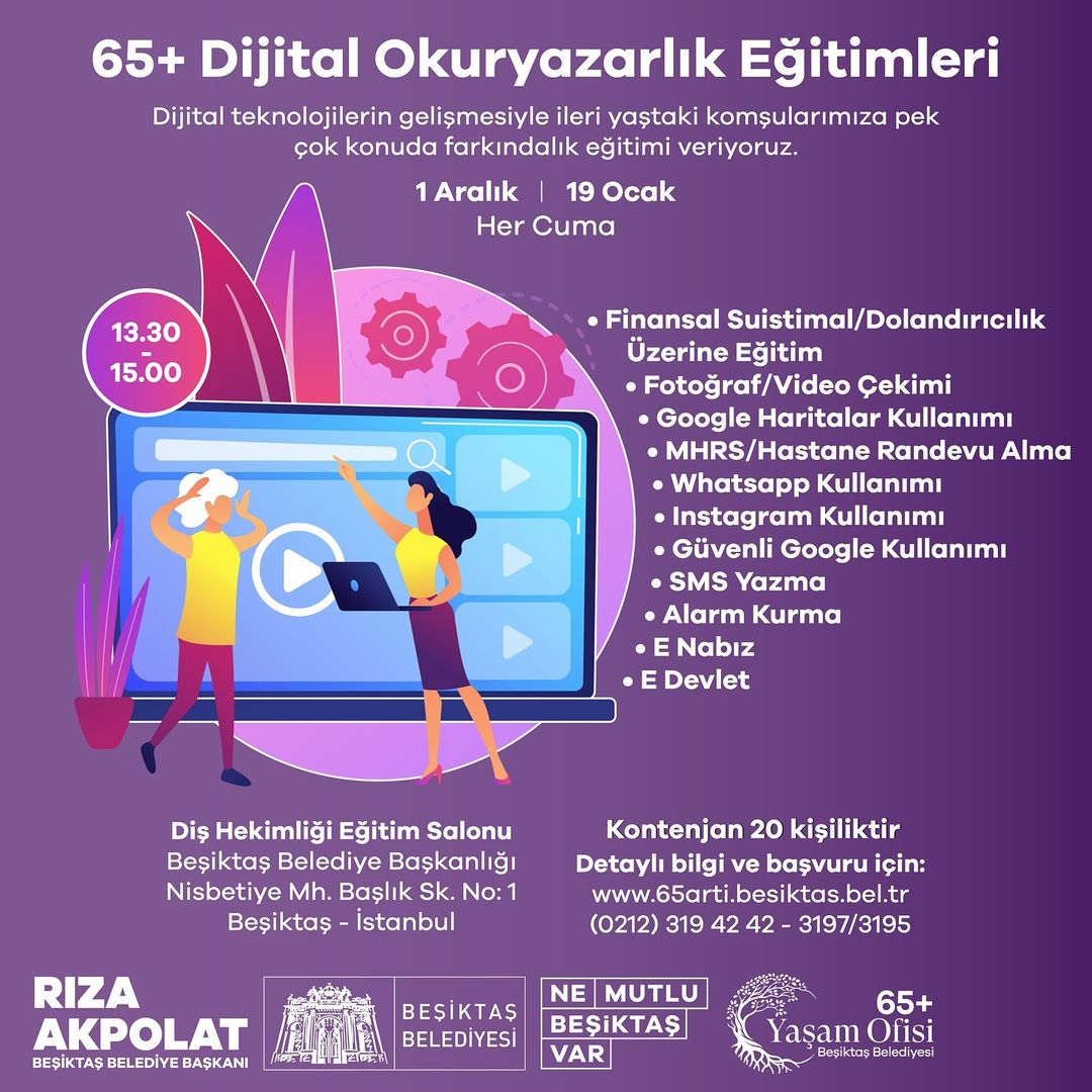 65+ Dijital Okuryazarlık Eğitimleri