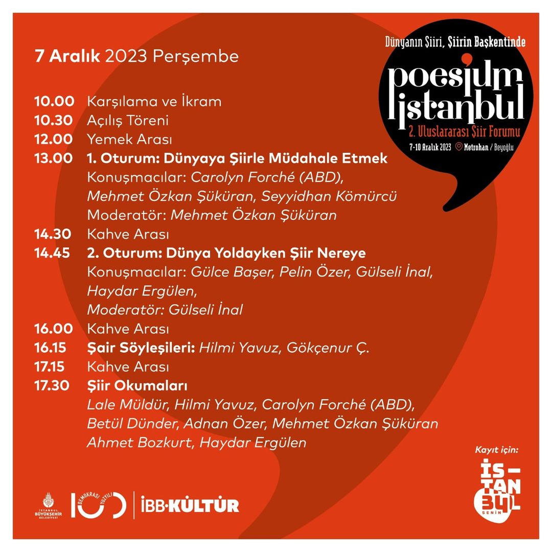 İBB - Poesium İstanbul 2. Uluslararası Şiir Forumu 1.Gün