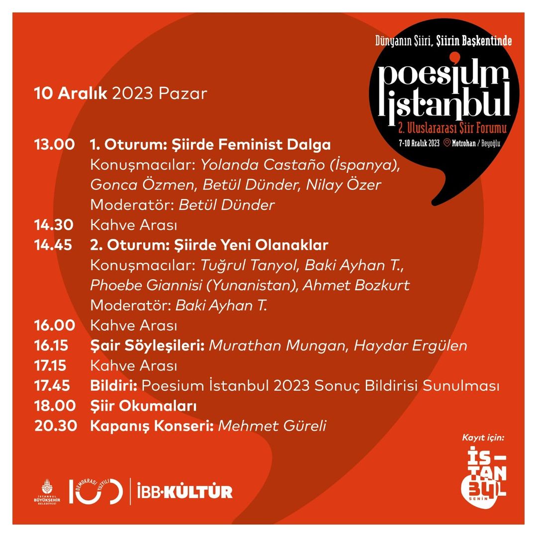 İBB - Poesium İstanbul 2. Uluslararası Şiir Forumu 4.Gün