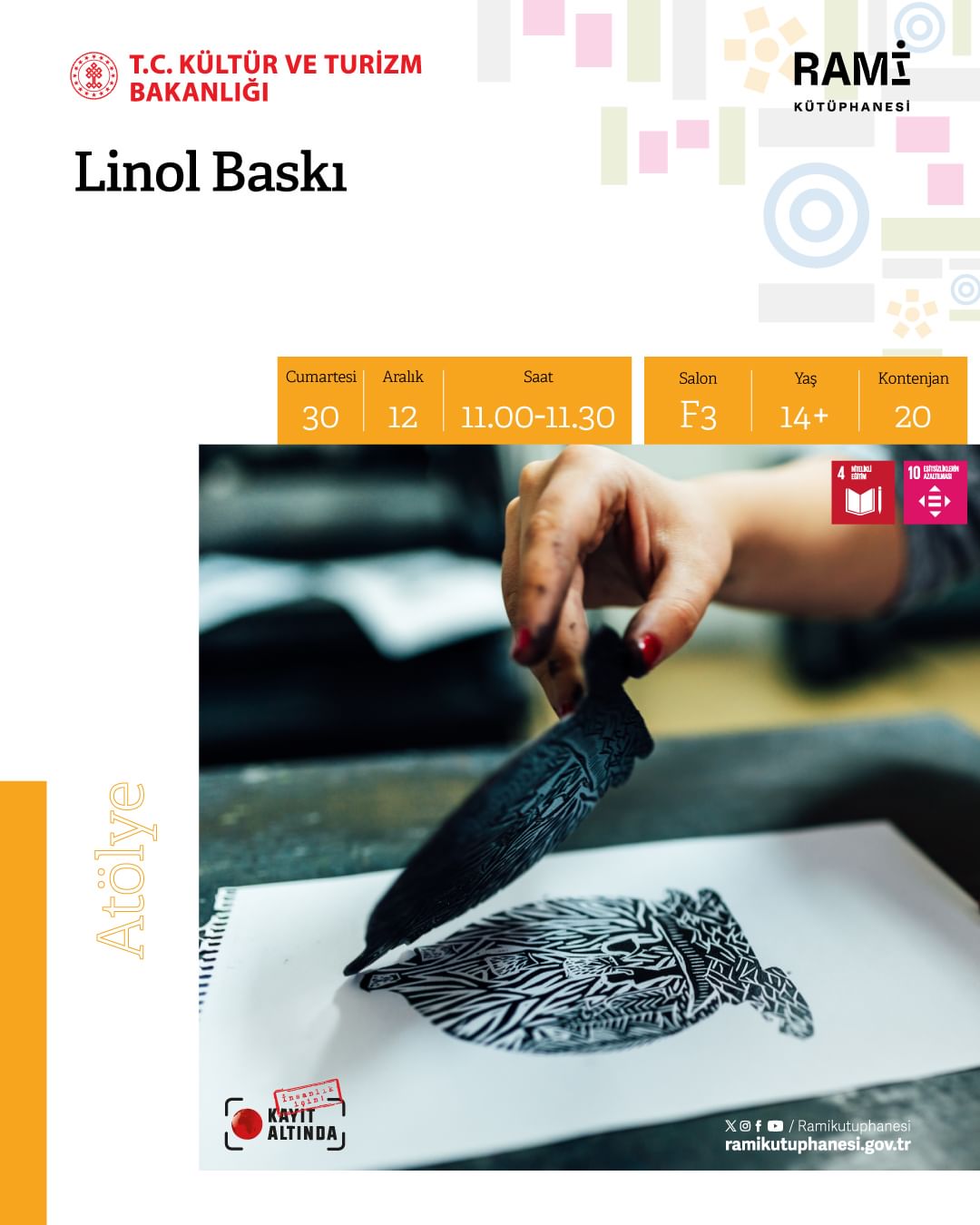 Rami Kütüphanesi linol baskı