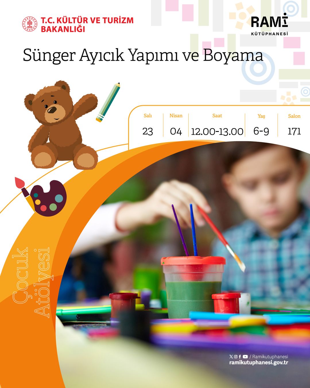 Rami Kütüphanesi - Sünger Ayıcık Yapımı ve Boyama Çocuk Atölyesi