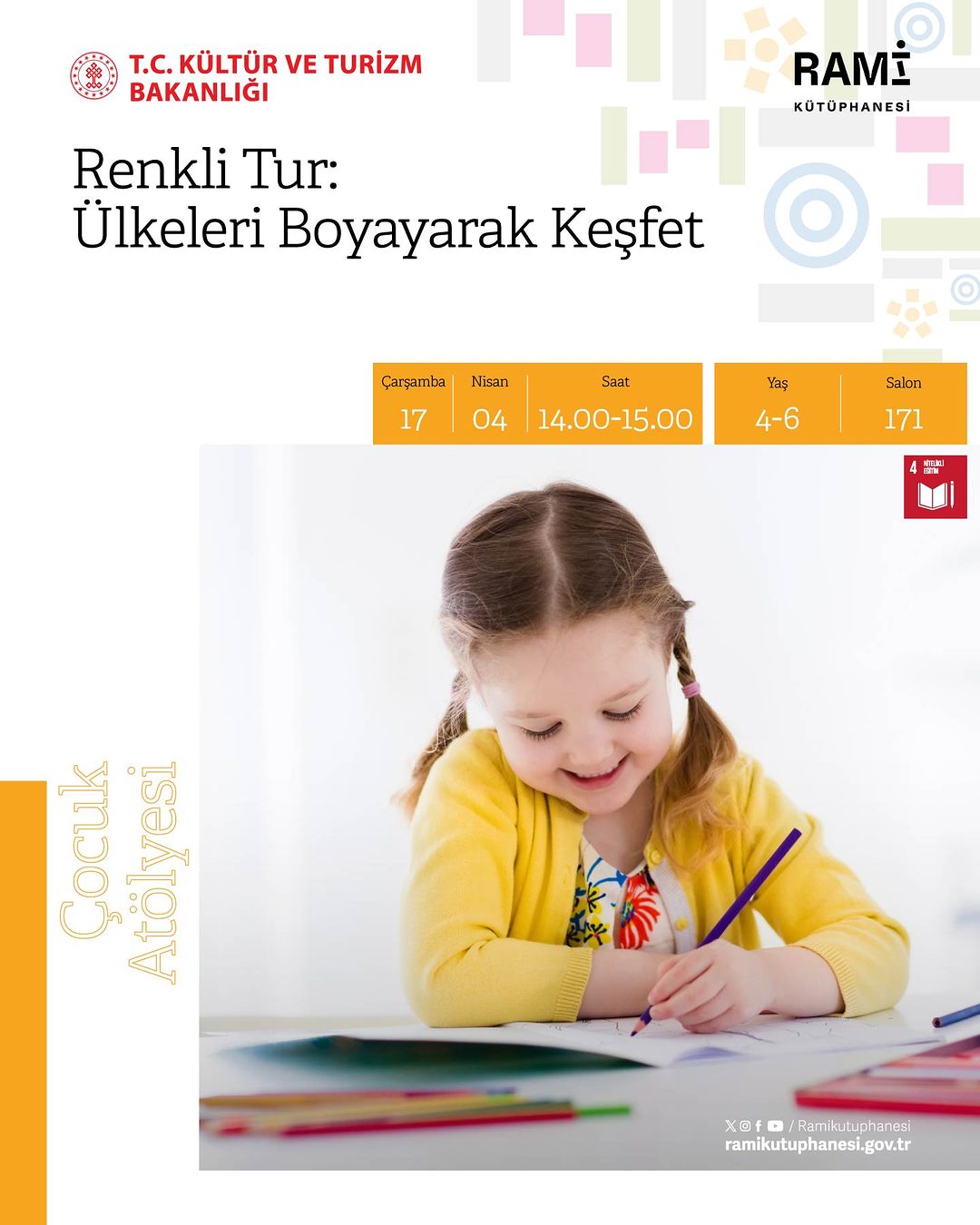 Rami Kütüphanesi - Renkli Tur: Ülkeleri Boyayarak Keşfet Çocuk Atölyesi
