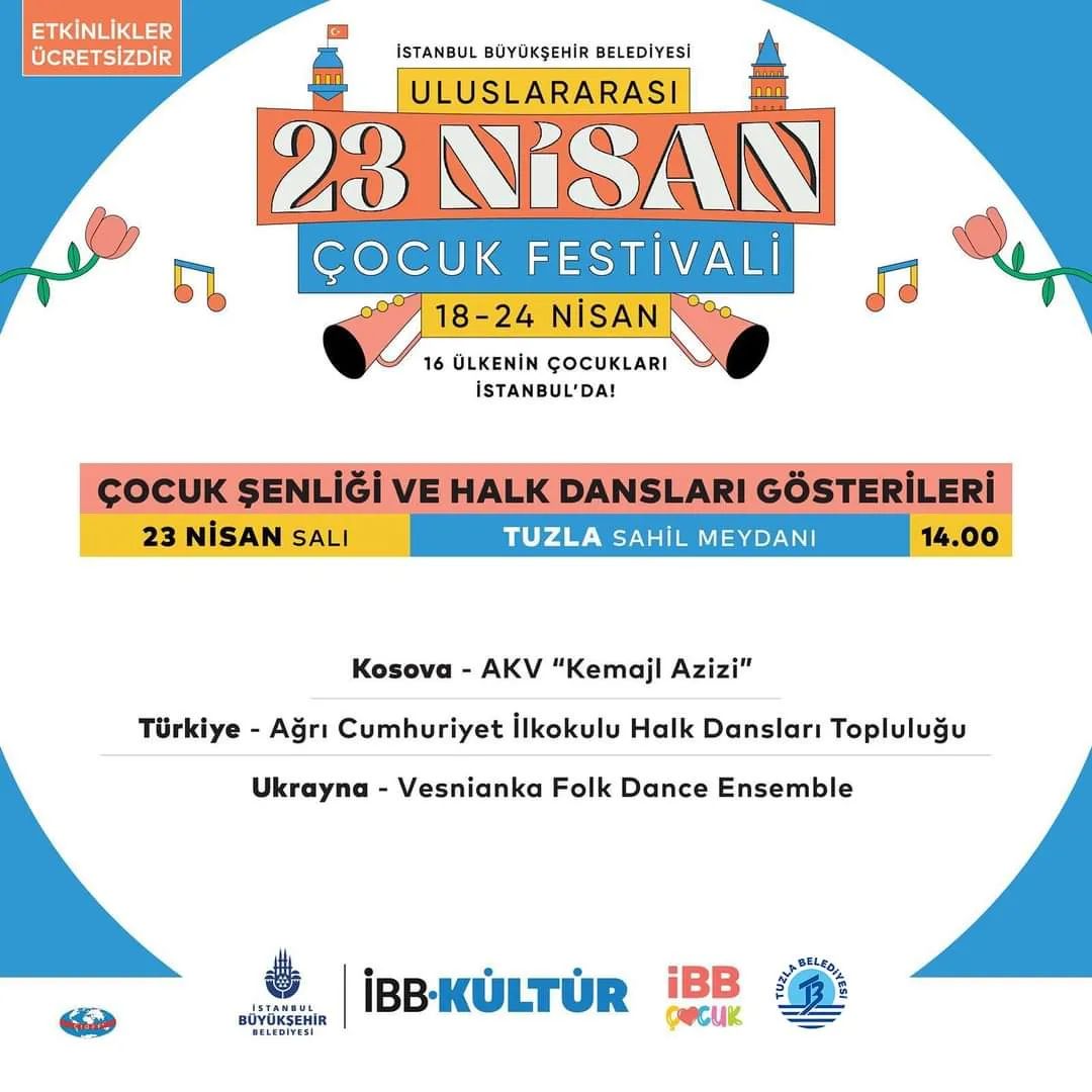 23 Nisan Ulusal Egemenlik ve Çocuk Bayramı’nı, Türk ve dünya çocuklarıyla İstanbul’un dört bir yanında gerçekleştireceğimiz Uluslararası 23 Nisan Çocuk Festivali ile coşkuyla kutluyoruz! 🎉👧