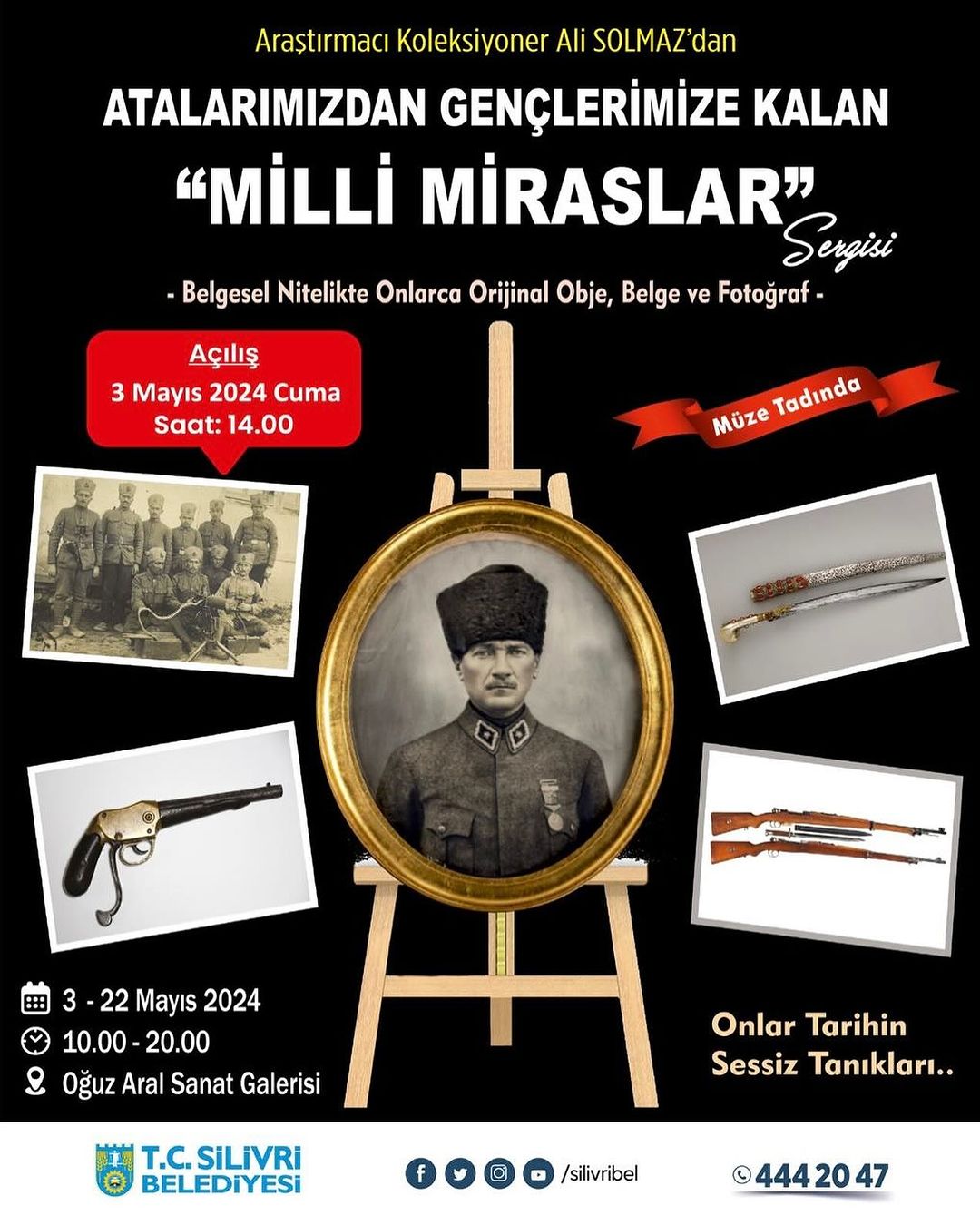 Araştırmacı Koleksiyoner Ali Solmaz’ın hazırladığı ‘’Atalarımızdan Gençlerimize Kalan Milli Miraslar’’ sergisine tüm halkımız davetlidir.