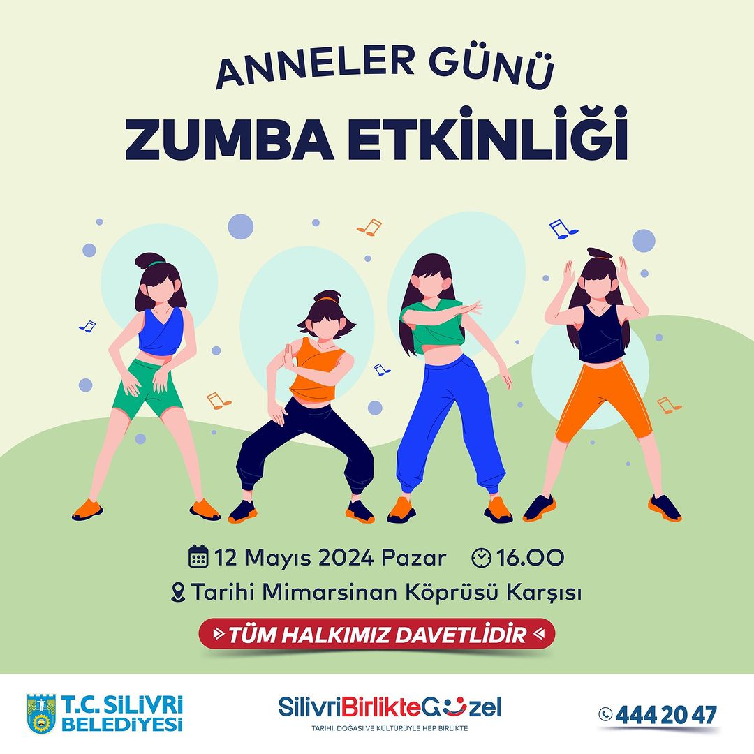 12 Mayıs #Anneler Günü’ne özel ‘’Anneler Günü Zumba Etkinliği’’ düzenliyoruz.  Tüm halkımız davetlidir.