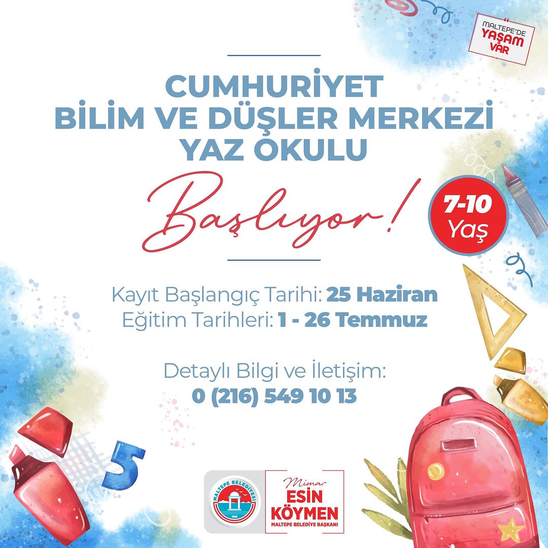 Maltepe Belediyesi - Cumhuriyet Bilim ve Düşler Merkezi Yaz Okulu Kayıt Başvurusu
