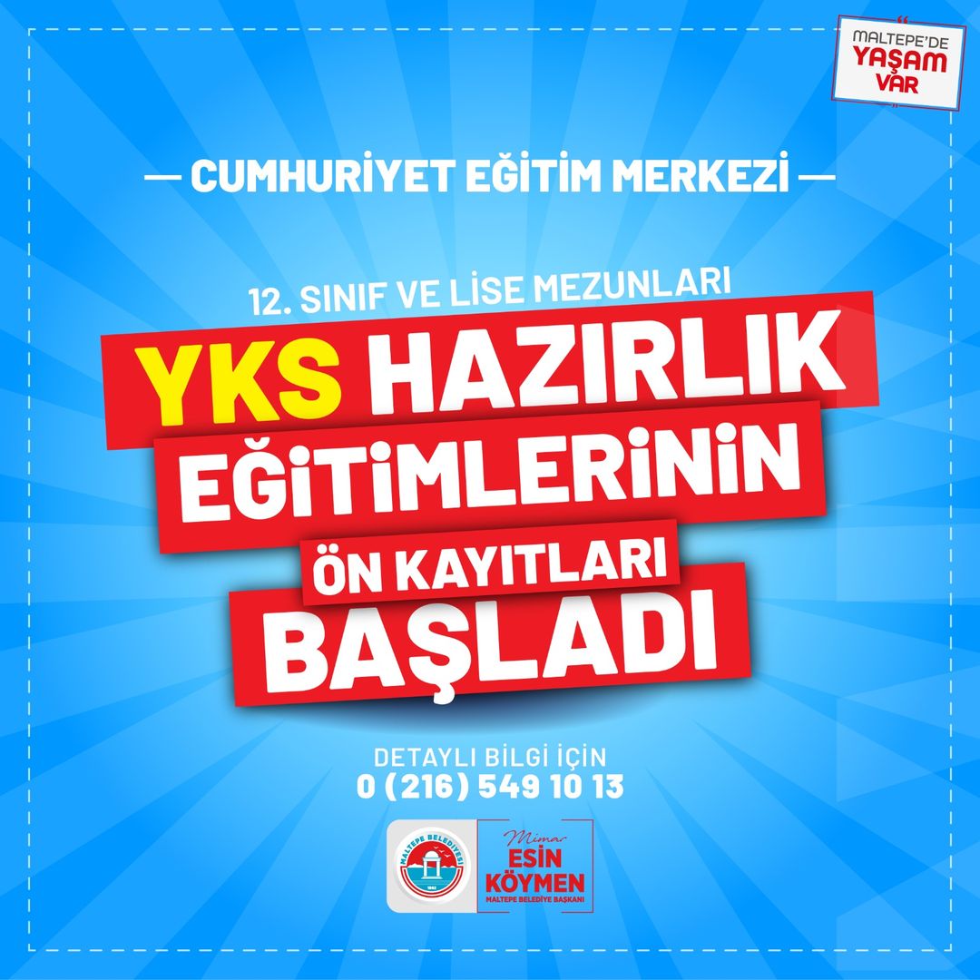 Maltepe Belediyesi - 2024-2025 Eğitim Yılı YKS Hazırlık Eğitimi Ön Kayıtları