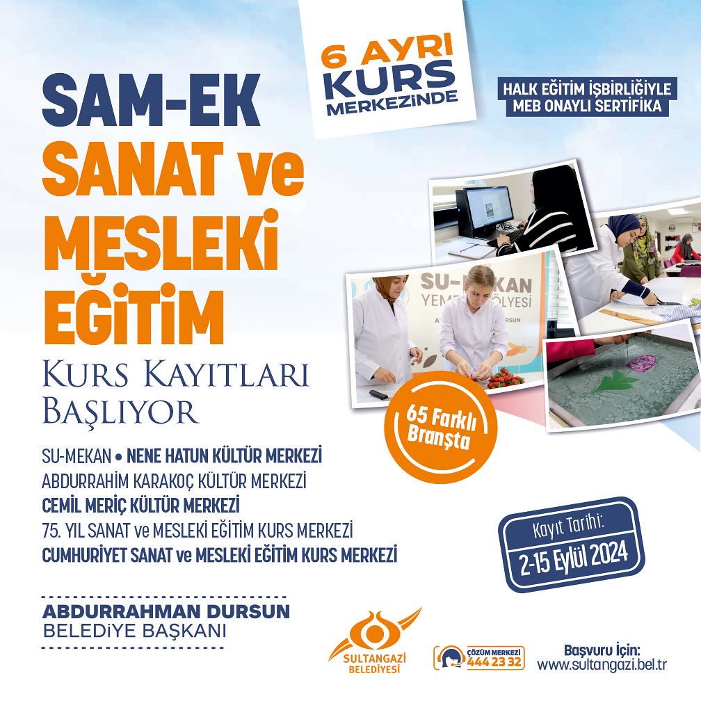Sultangazi Belediyesi - SAM-EK Sanat ve Mesleki Eğitim Kurs Kayıtları
