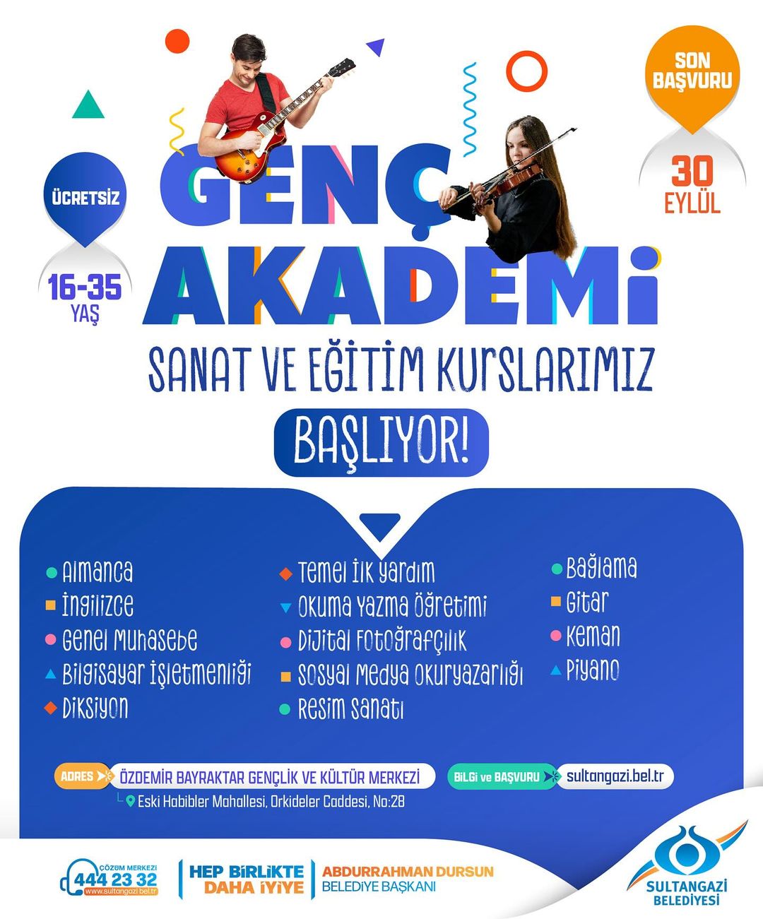 Sultangazi Belediyesi - Genç Akademi Sanat ve Eğitim Kurs Kayıtları