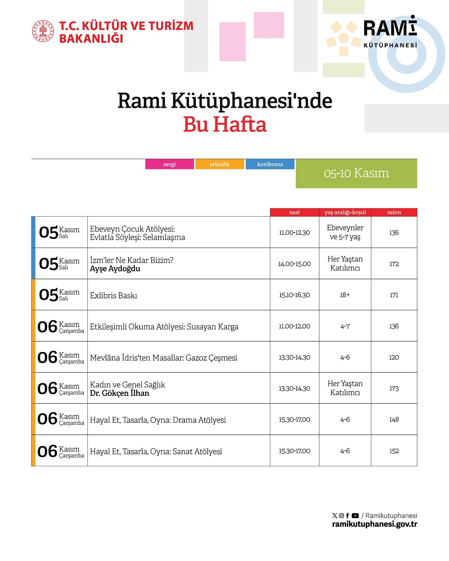 Rami Kütüphanesi - 05 - 10 Kasım Etkinlikleri