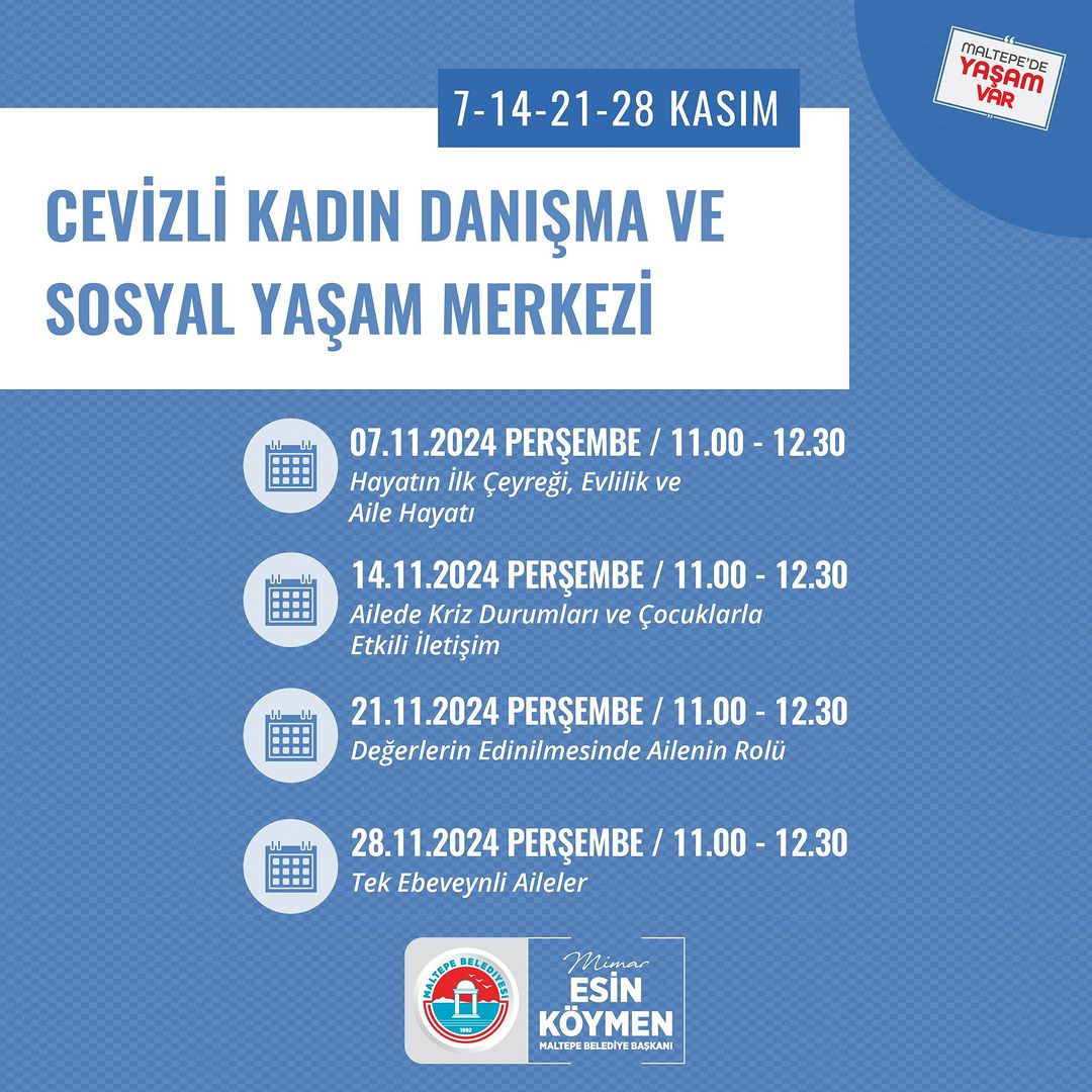 Maltepe Belediyesi - Cevizli Kadın Danışma ve Sosyal Yaşam Merkezi Etkinlikleri