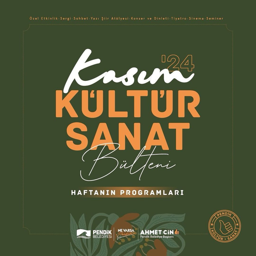 Pendik Kültür Sanat - 16 Kasım 2024 Cumartesi Günü Etkinlikleri