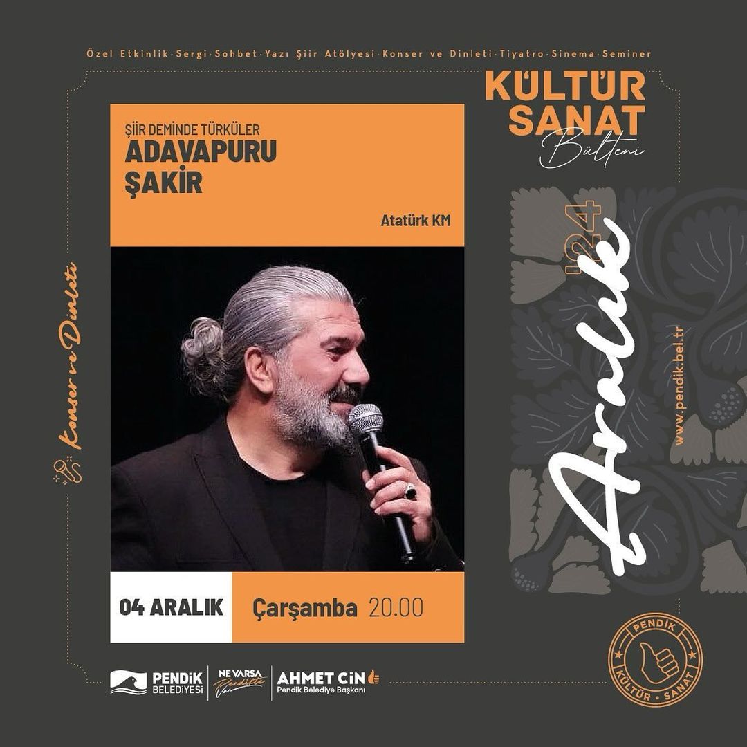 Pendik Kültür Sanat - Adavapuru Şakir ile “Şiir Deminde Türküler” Programı