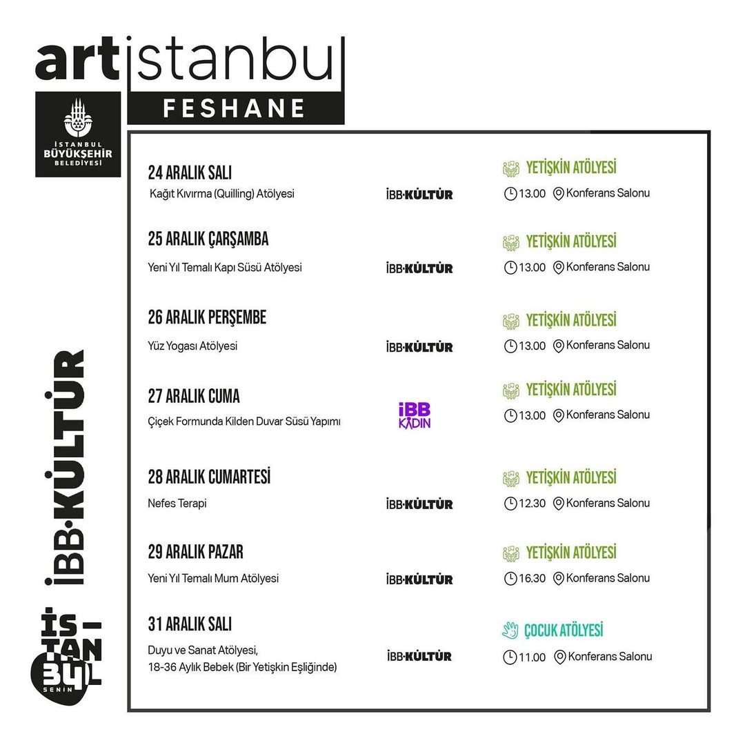 Artİstanbul Feshane - 24 Aralık - 31 Aralık Haftası Etkinlikleri
