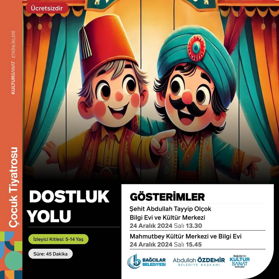 Bağcılar Belediyesi - 24 Aralık - 31 Aralık Haftası Çocuk Tiyatroları Programı