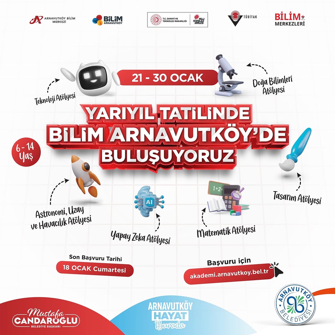 Arnavutköy Belediyesi - Yarıyıl Tatili Bilim Etkinlikleri Başvuruları