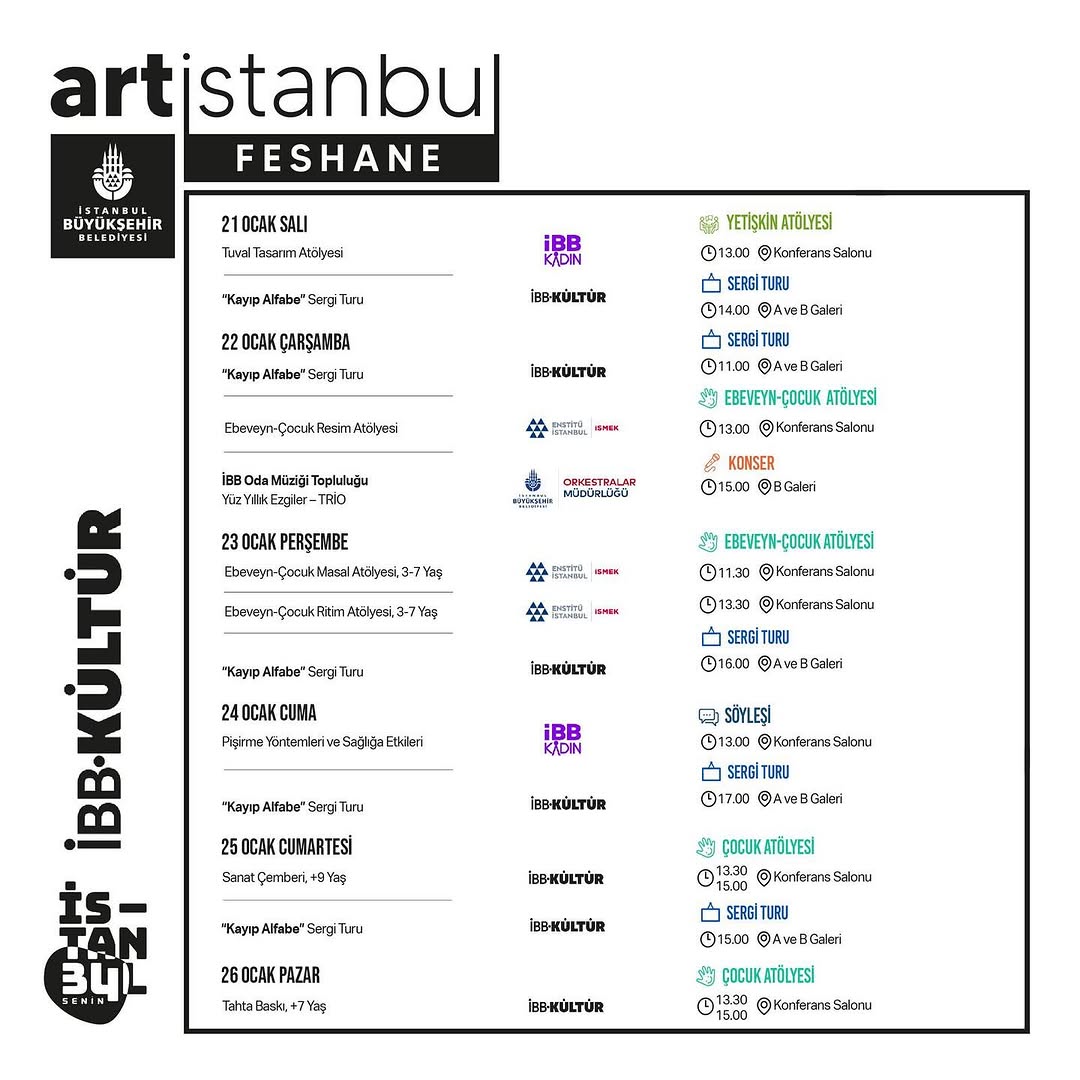 Artİstanbul Feshane - 21 Ocak - 26 Ocak Haftası Etkinlikleri