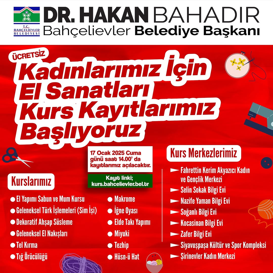 Bahçelievler Belediyesi - El Sanatları Kurs Kayıtları