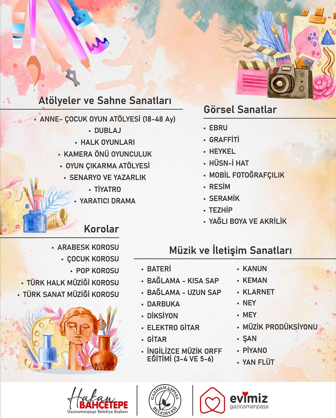 Gaziosmanpaşa Belediyesi - Sanat Akademisi Bahar Dönemi Kayıtları