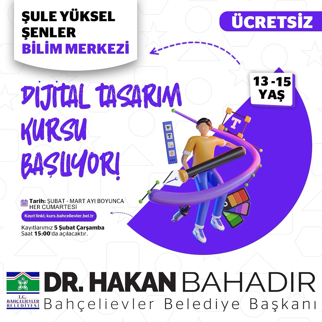 Bahçelievler Belediyesi - Dijital Tasarım Kursu Kayıtları