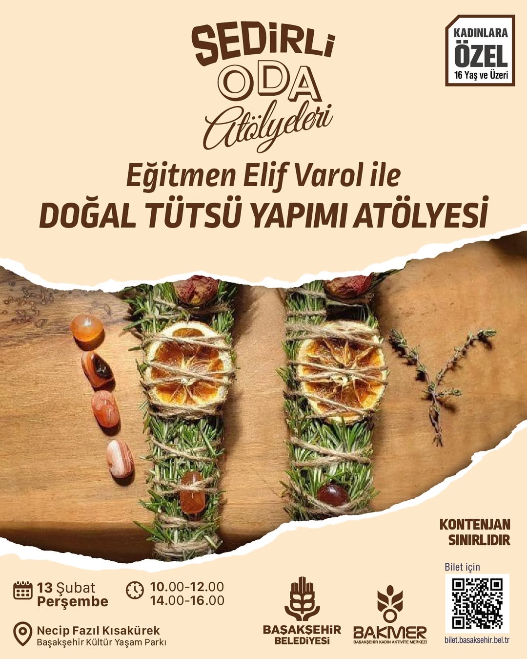 Başakşehir Belediyesi - Sedirli Oda Atölyeleri: Eğitmen Elif Varol ile Doğal Tütsü Yapımı Atölyesi