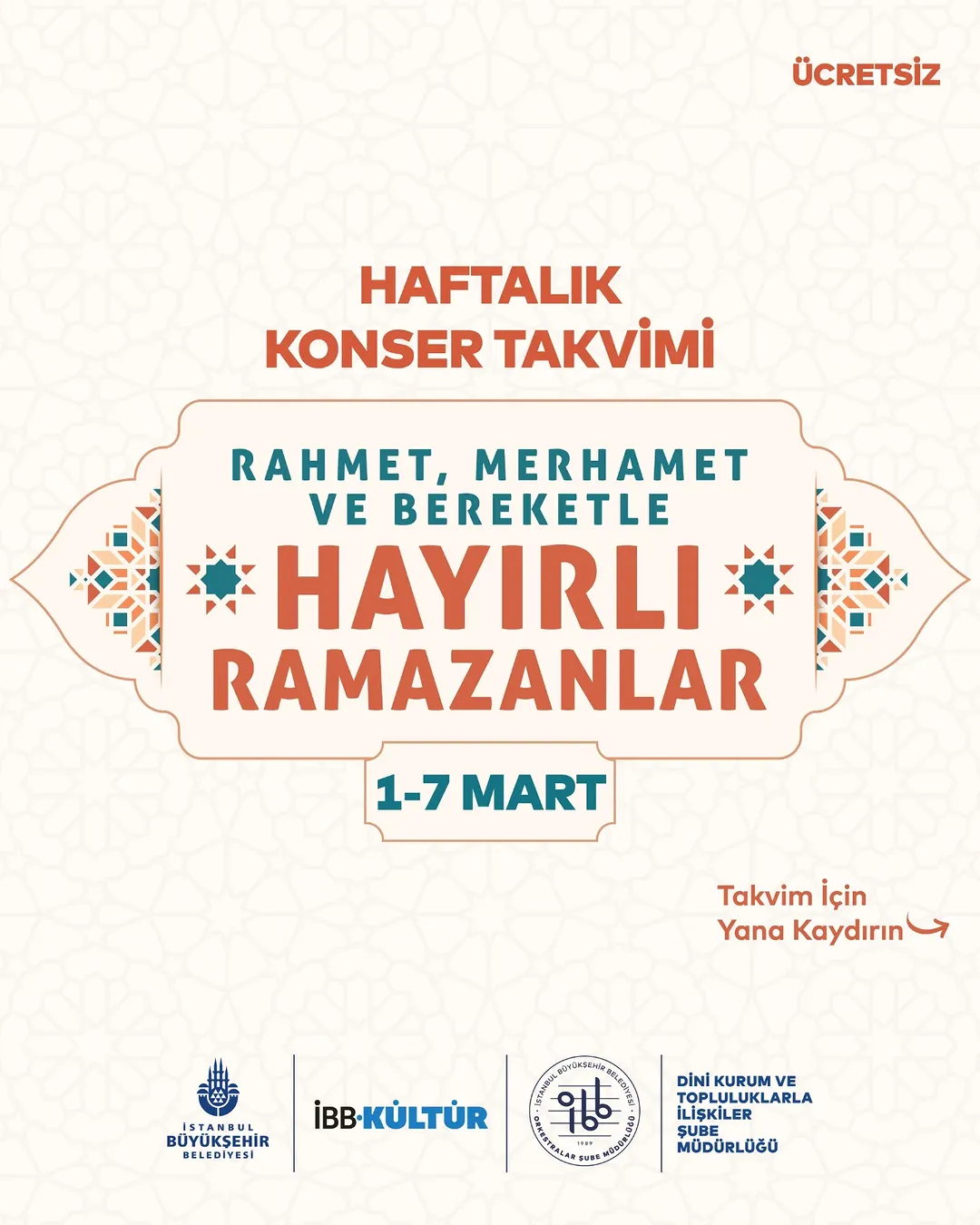 İBB Orkestraları - Ramazan Ayı Haftalık Konser Takvimi