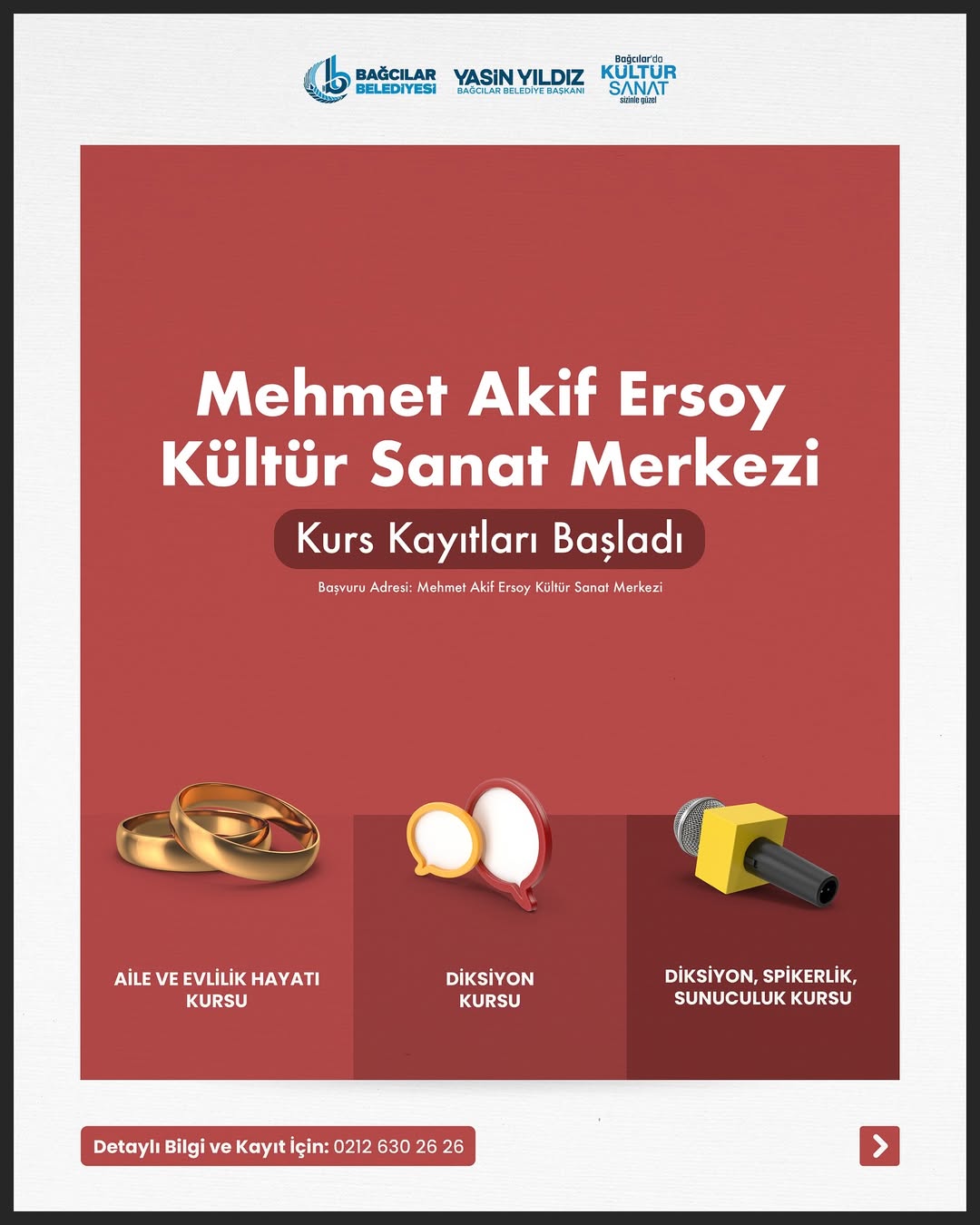 Bağcılar Belediyesi - Mehmet Akif Ersoy Kültür Sanat Merkezi Kurs Kayıtları