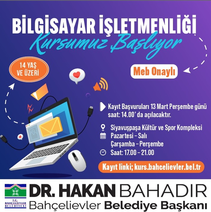 Bahçelievler Belediyesi - Bilgisayar İşletmenliği Kurs Kayıtları