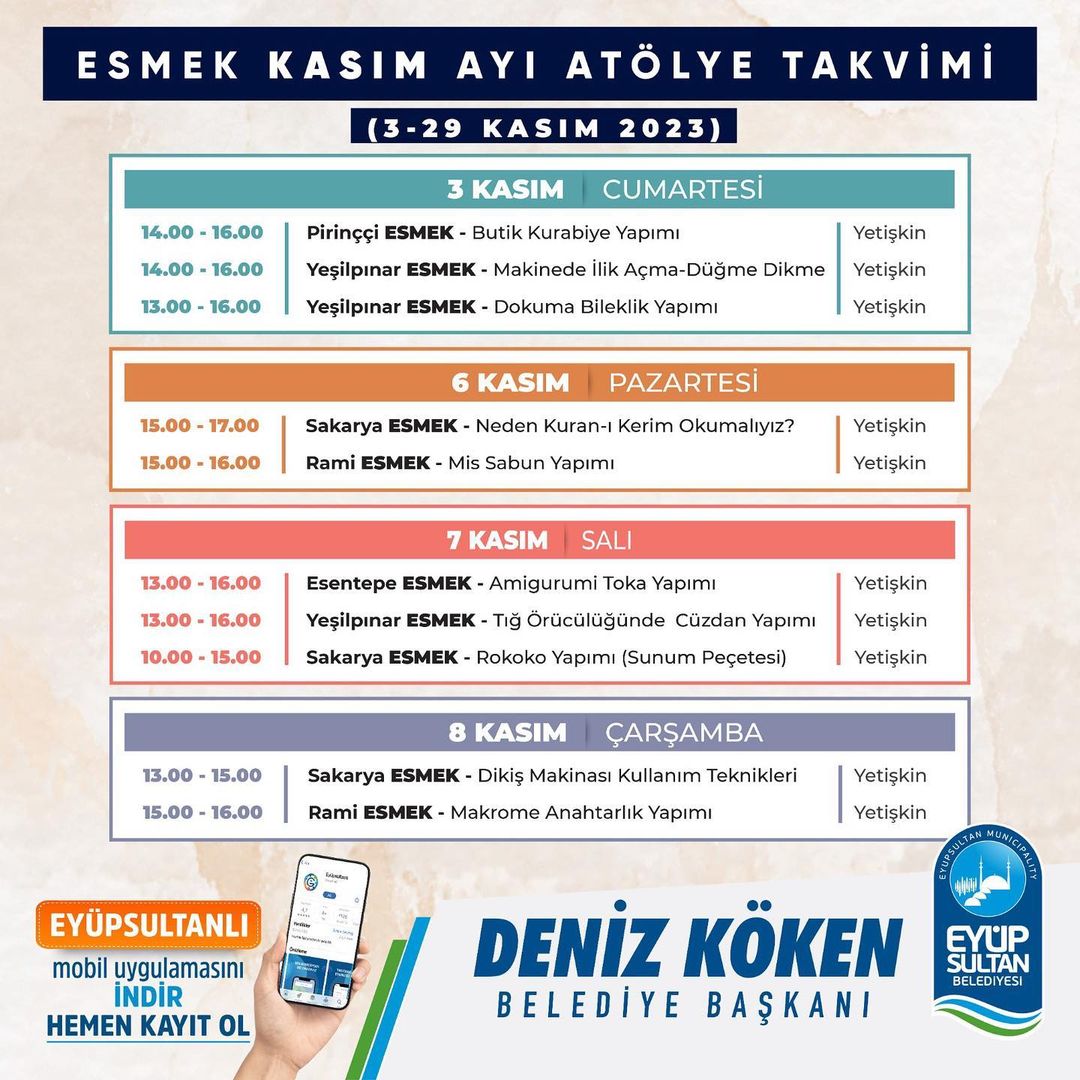 Eyüpsultan Belediyesi - ESMEK Kasım Ayı Atölye