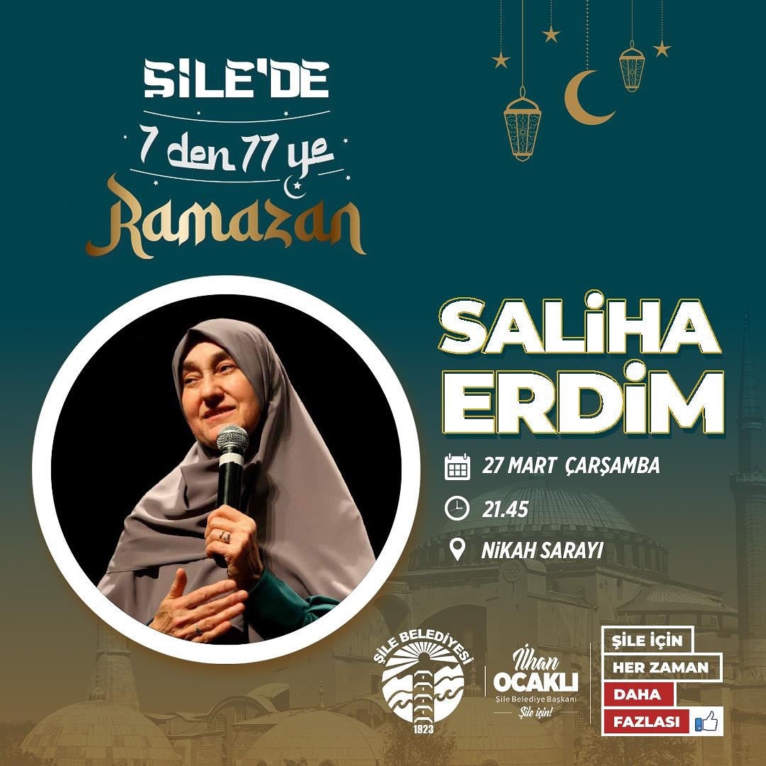 Şile Belediyesi, kültür sanat etkinlikleri ile Ramazan maneviyatını yaşatmaya devam ediyor. Her hafta birbirinden değerli konuklar sizlere eşlik ediyor.