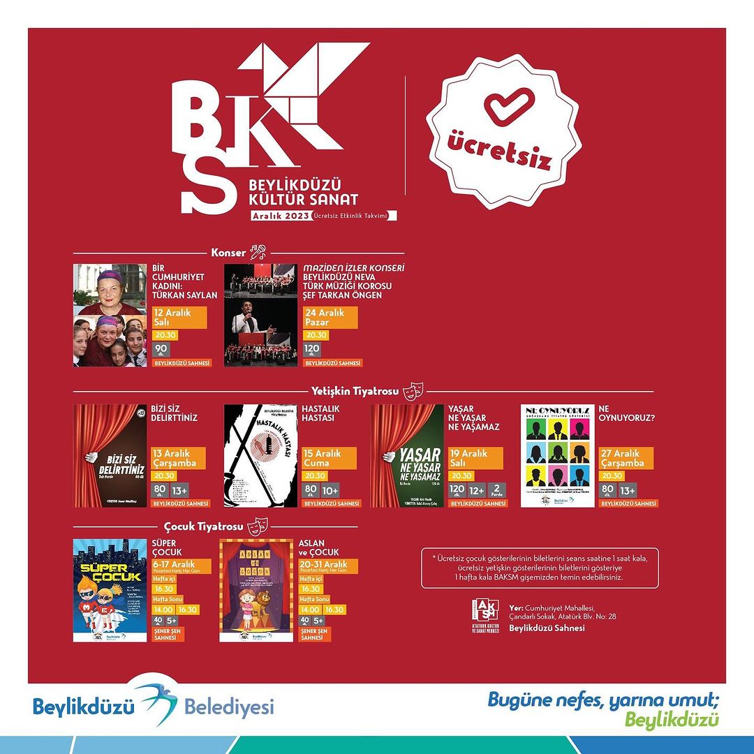 Beylikdüzü Belediyesi - 2023 Aralık ayı Kültür & Sanat Etkinliklerimiz