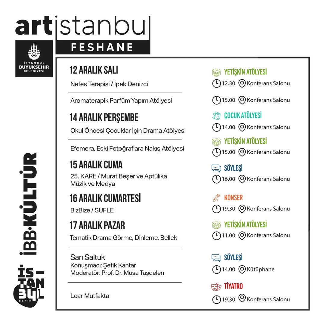 Artİstanbul Feshane - Haftalık Etkinlik Programı